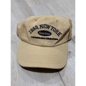 Vintage Style 1989 New York American Tan Khaki Cotton Dad Hat Baseball Cap